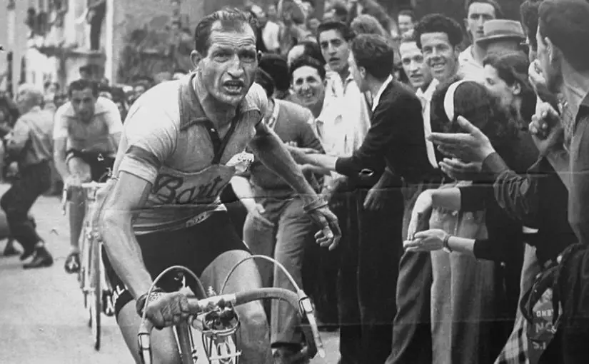 Gino Bartali and Fausto Coppi behind