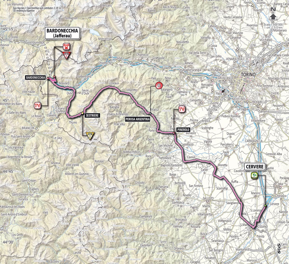 Giro d'Italia 2013 stage 14 map