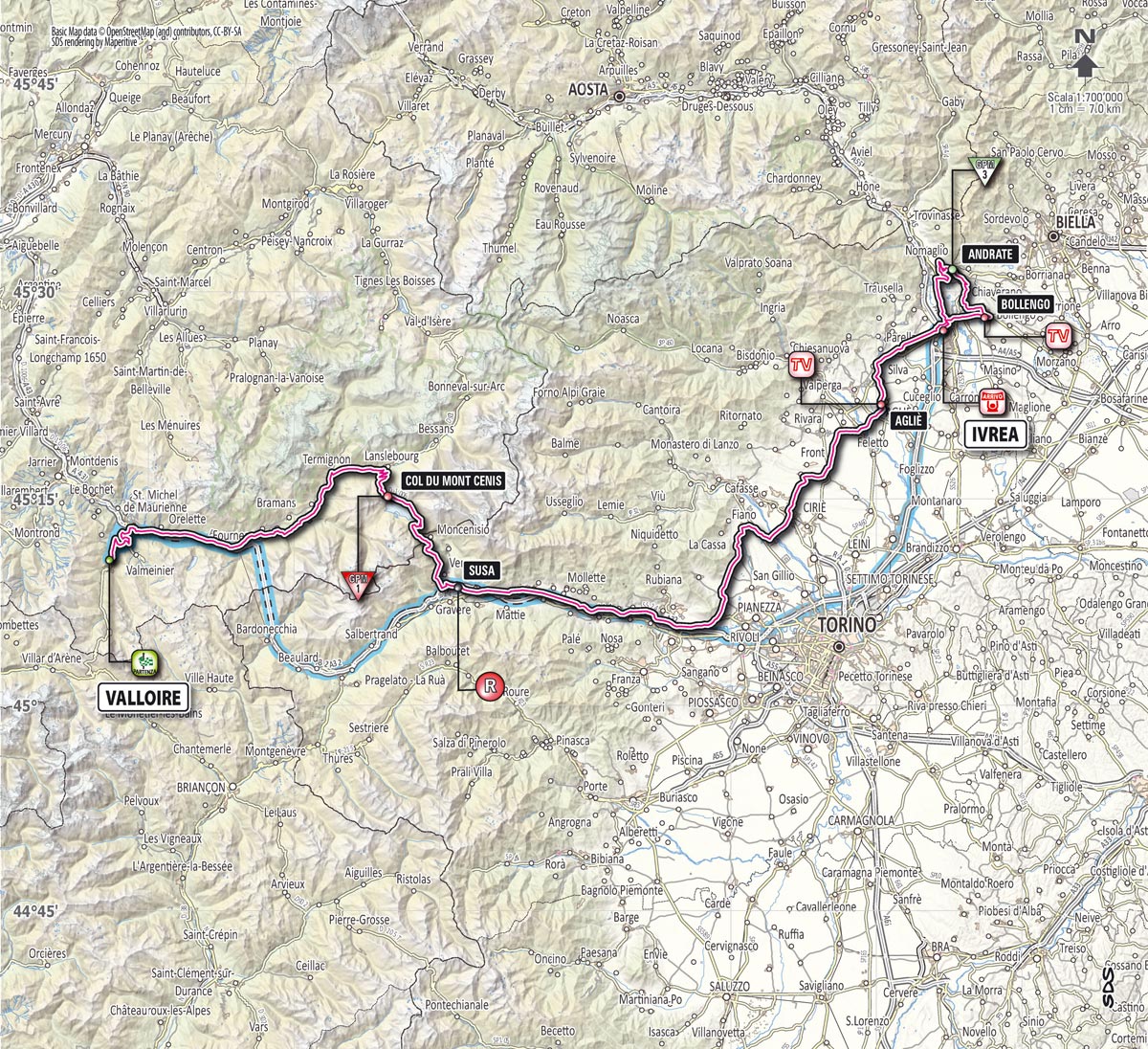 Giro d'Italia 2013 stage 16 map