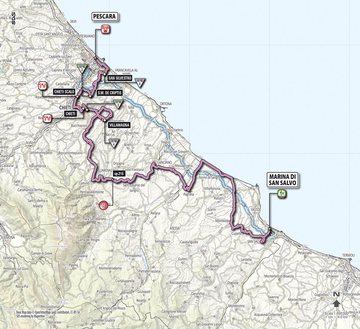 Giro d'Italia 2013 Stage 7 map