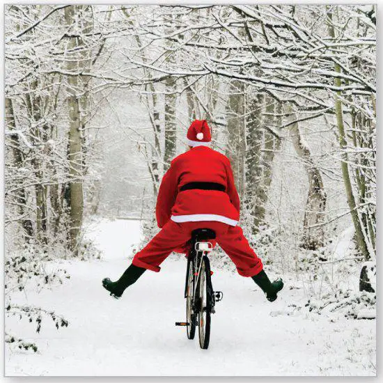 santa riding a bike