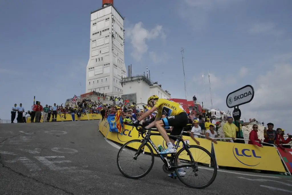 Chris Froome (Team Sky) on his way to win the Tour de France 2013 stage 15 atop Mont Ventoux.