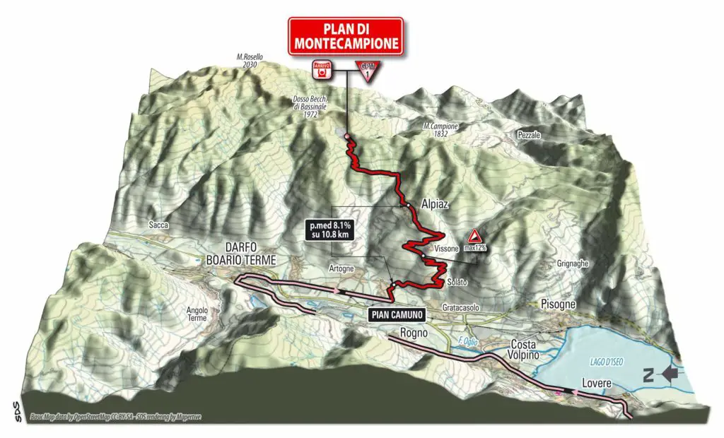Giro d'Italia 2014 stage 15 climb details - Plan di Montecampione - 3d (new)