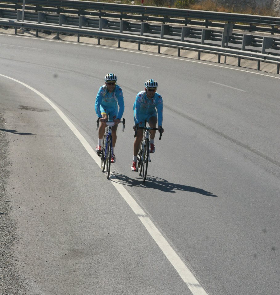 La Gazzetta dello Sport riding event, Vincenzo Nibali with Paolo Tiralongo (2)