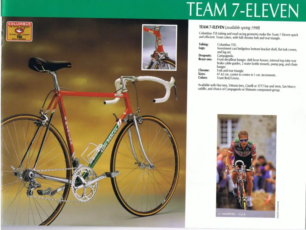 From the 1990 catalog of Eddy Merckx bikes, 7-Eleven team bike
