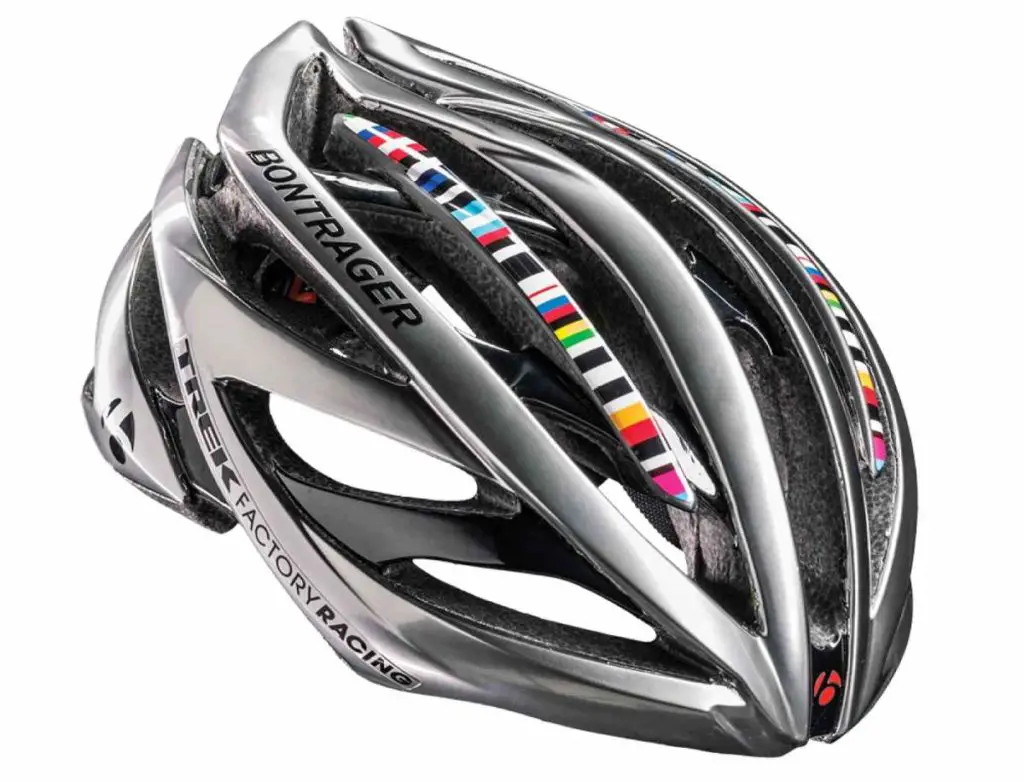 Chrome-colored Bontrager helmet for Jens Voigt's farewell