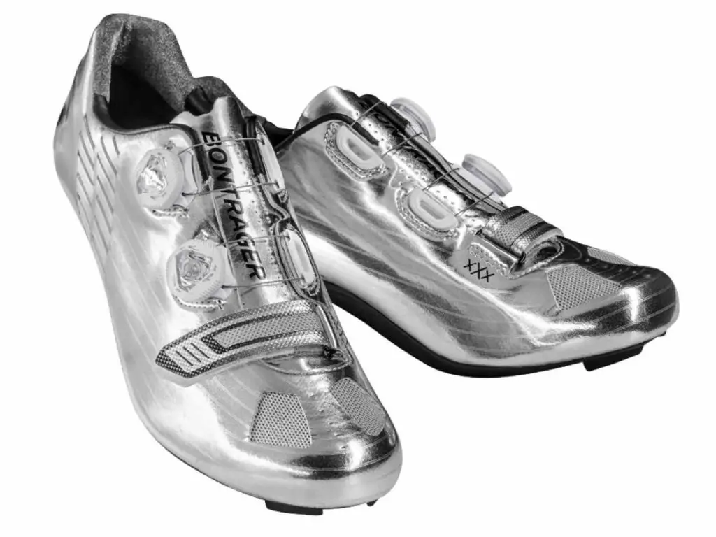 Chrome-colored Bontrager shoes for Jens Voigt's farewell