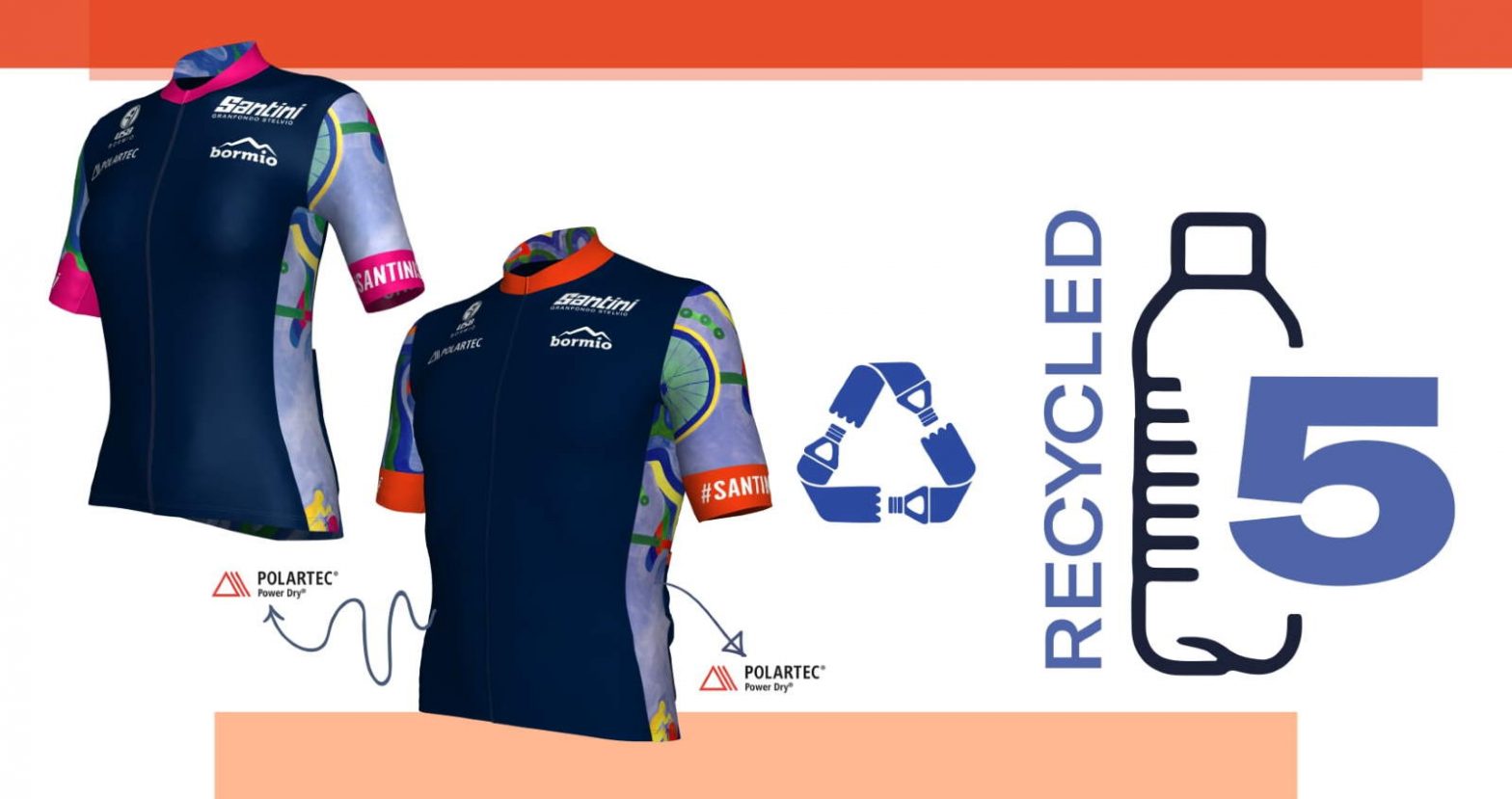 2021 Granfondo Stelvio Santini Eco-Friendly Official Jersey and recycled bottles