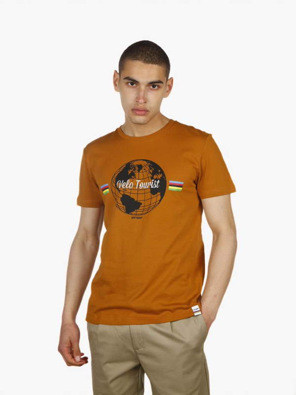 Santini ANTWRP UCI rainbow theme - Velo Tourist orange t-shirt